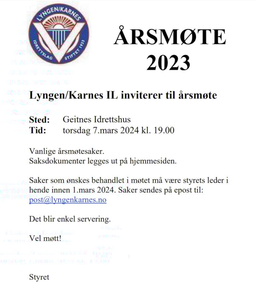 Viktig melding: Møt på Geitnes!